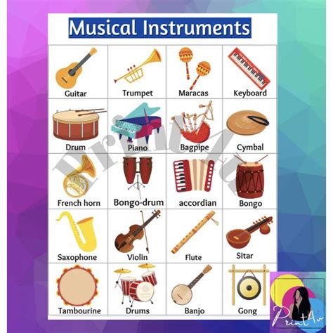Image result for Musical Instruments Chart for Kids