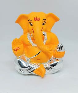 Gold Art India Silver plated Ganesha for car dashboard Showpiece Diwali ...
