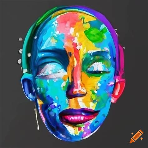Colourful abstract cartoon face painting on Craiyon