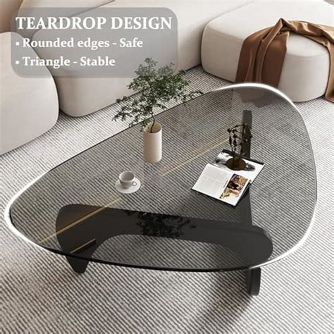 PRITIY Mid-Century Modern Coffee Table - Triangle Glass Top India | Ubuy