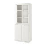 TONSTAD storage comb w sliding glass doors, off-white/clear glass ...