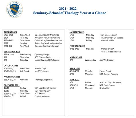 St Thomas University Calendar