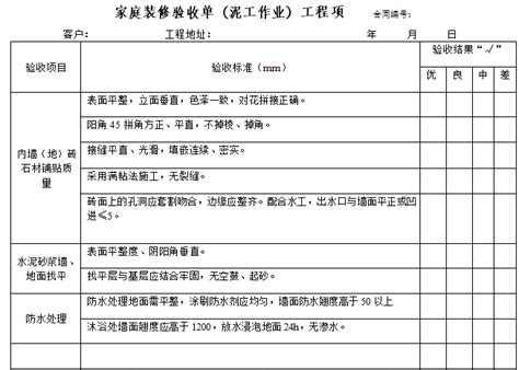 装修验收清单,装修验收模板,室内装修验收单(第3页)_大山谷图库