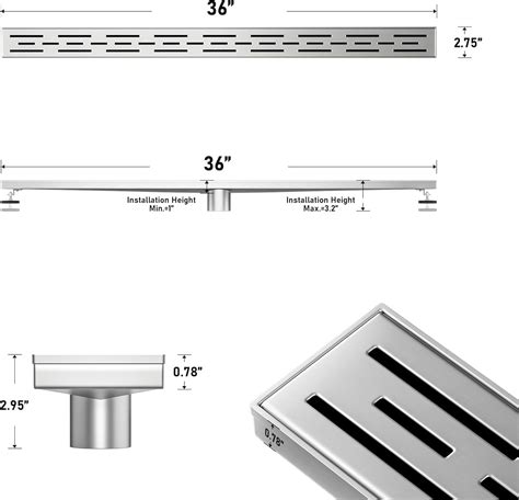 Bochni Linear Shower Drain 36 Brushed 304 Stainless Steel India | Ubuy