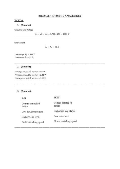 EEE CT1 Answer Key Set D - Key Insights and Solutions - Studocu