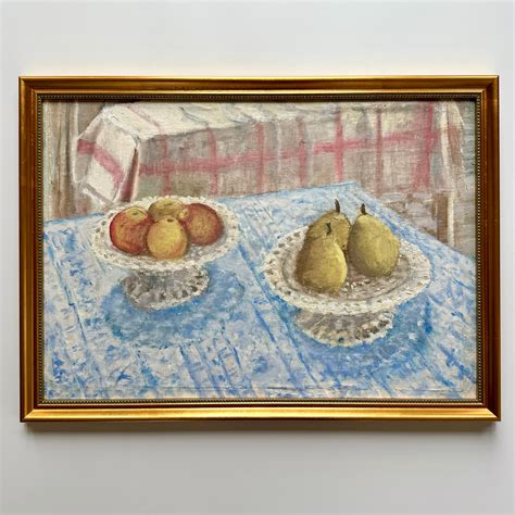 Apples and Pears in Reticulated Porcelain Compotes Still Life Oil Pain ...
