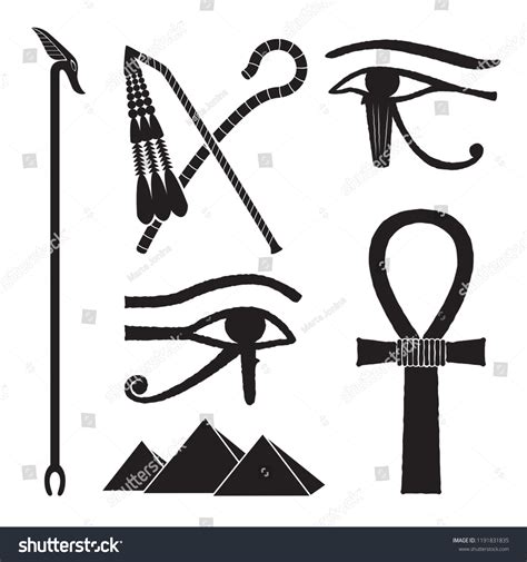 Set Ancient Egypt Silhouettes Crook Flail Stock Vector (Royalty Free ...