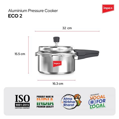 Impex ECO 2 Induction Base Outer Lid Aluminium Pressure Cooker, 2 litr ...