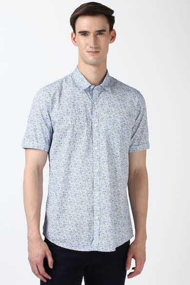 Buy Men Blue Slim Fit Print Half Sleeves Casual Shirt Online - 39726662 ...