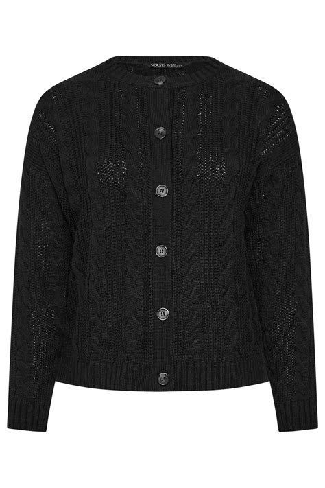 YOURS Plus Size Black Cable Knit Cardigan | Yours Clothing
