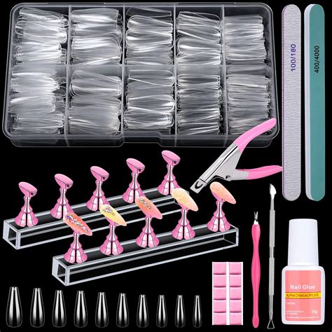 Amazon.com: 600PCS Clear Coffin Nail Tips Set Qinzave Clear Acrylic ...