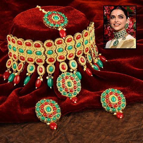 Etnico Traditional Deepika Style Gold Plated Multicolour Bridal Pearl ...