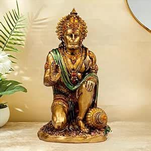 Buy Karigaari India Sankat Mochan Hanuman Statue Sitting Metal Finish ...