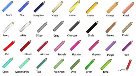 Name List Of Colors They are officially recognized and accepted by ...