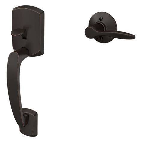Schlage Greenwich-Delfayo Aged Bronze Entry Door Exterior Handle with ...