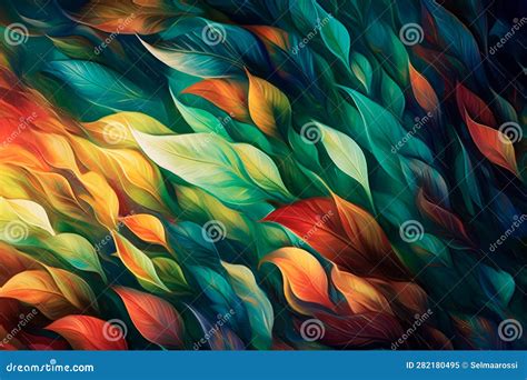 Artfull Texture of Leaves. Semi-Abstract Digital Backdrop. Generative AI. Stock Illustration ...