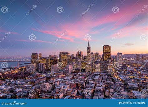 Downtown San Francisco at Sunset. Stock Image - Image of scene ...