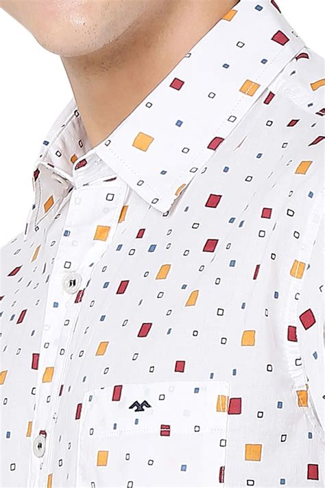 Buy White & Multi Geometric Print Slim Fit Casual Shirt Online at ...