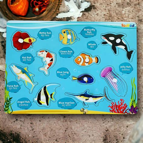 ABCD Fish Characters Wooden Knob & Pegged Puzzle for Kids – The Brainy ...