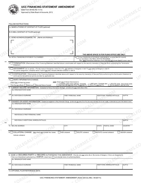 Indiana UCC3 Financing Statement Amendment - Indiana Ucc Search | US ...