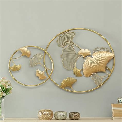 vedas Exports Gold Metal Wall Decor for Living Room – Ginkgo Leaf Metal ...