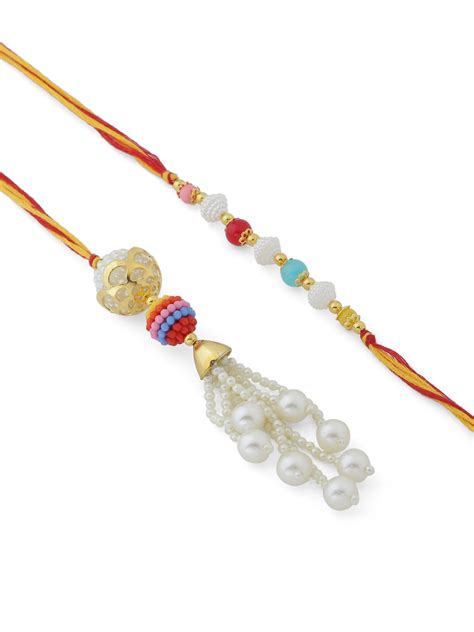 Multi-Color Pearls Bhai Bhabhi Rakhi