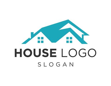 Niebieskie logo domu z napisem logo domu | Wektor Premium