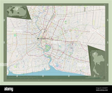 Bangkok Metropolis, province of Thailand. Open Street Map. Locations and names of major cities ...