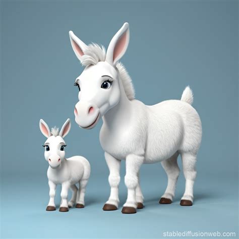 Twin Baby Donkeys in Rustic Barnyard Scene | Stable Diffusion Online