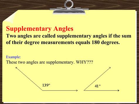 1.5 Complementary and Supplementary Angles | PPT