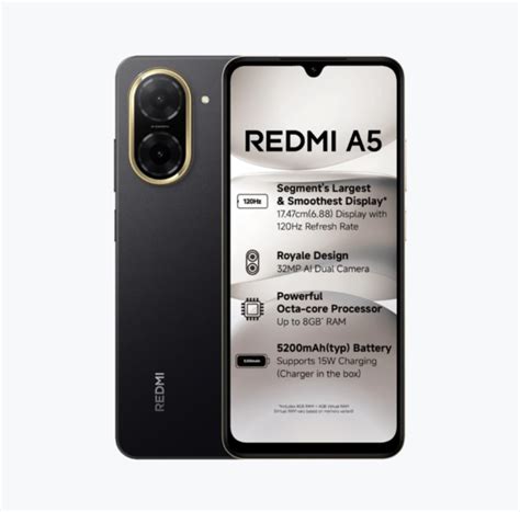 Redmi A5 Just Black (3GB RAM 64GB Storage) | Royale Design | Segment's ...