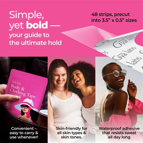 Buy Gya Labs Double Sided Tape for Clothes - 48 Strips Clothing Tape ...