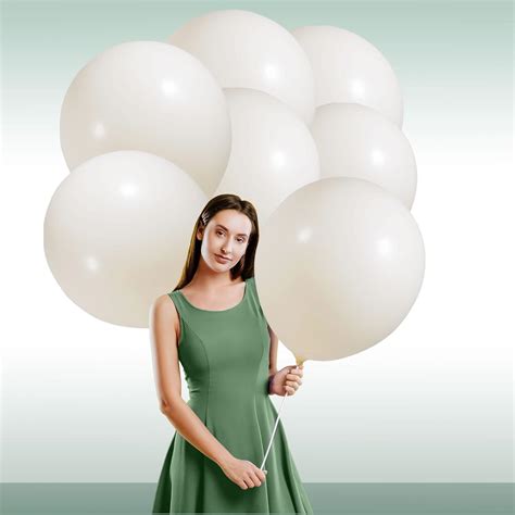 Buy 18 inch ivory Balloons 10 Pack Big Large latex White matte Balloons ...