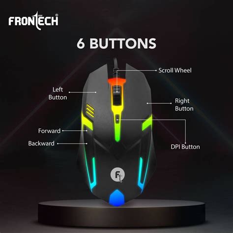 Frontech KB-0040 Wired Gaming Combo Keyboard and Optical Mouse| RGB ...