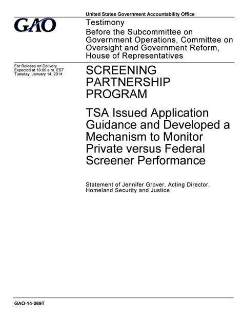 Screening Partnership Program: TSA Issued Application Guidance and ...