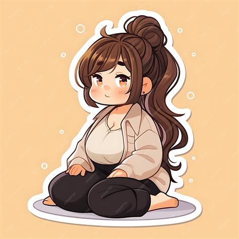 Premium Photo | Sticker Anime Girl Cute Chubby Cartoon with Bold Vector ...