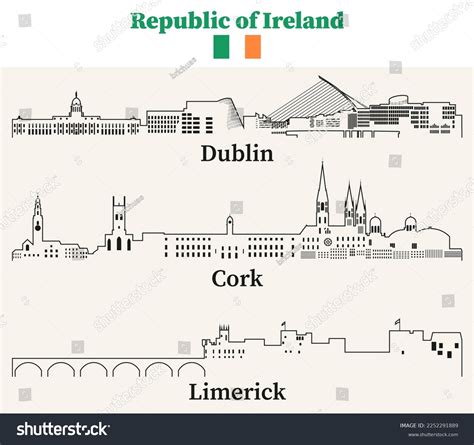 Republic Ireland Cities Outline Skylines Vector Stock Vector (Royalty Free) 2252291889 ...