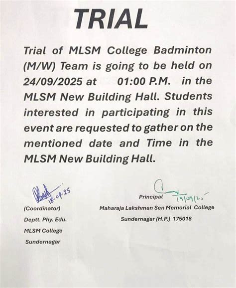 Notice Board | MLSM Sundernagar