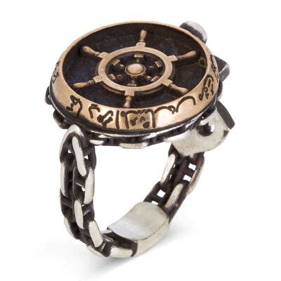 Admiral Model Rudder Anchor and Chain Patterned Silver Mens Ring