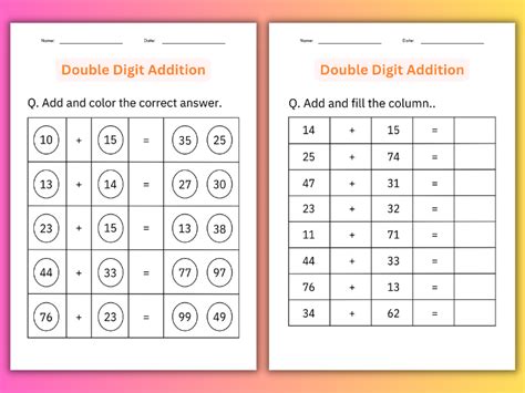 Image result for Adding Double-Digit Numbers Worksheet