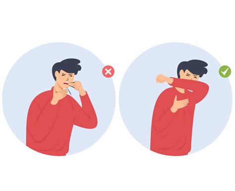 flat design the right way to cough and sneeze. coughing covered mouth ...