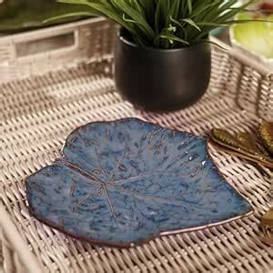 Buy PURE HOME + LIVING Dark Blue Leaf Shaped Ceramic Platter Perfect ...