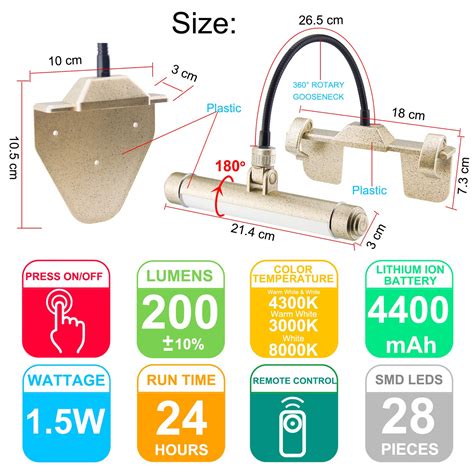 HONWELL LED Picture Light with Remote Control, Wireless Rechargeable ...