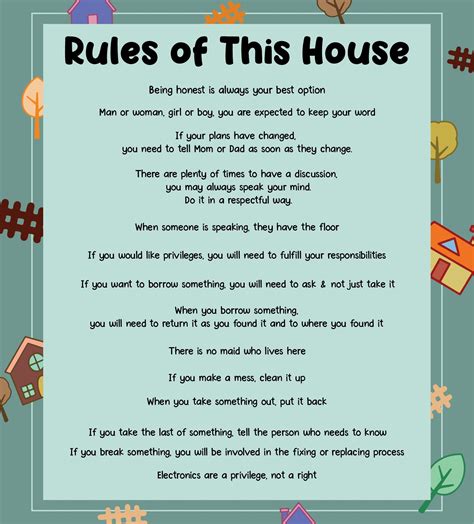 Household Rules - 10 Free PDF Printables | Printablee