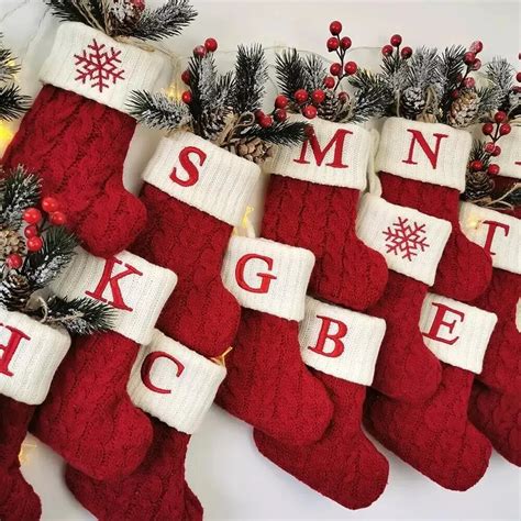 Knit Christmas Stockings 7in 18cm Soft Knitting With Cute Balls Tree ...