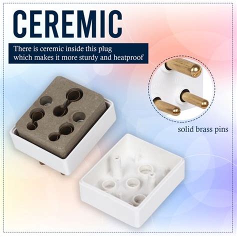 Mica 6 amp. to 16 amp. Ceramic Inside Solid 3 Pin Conversion Plug ...
