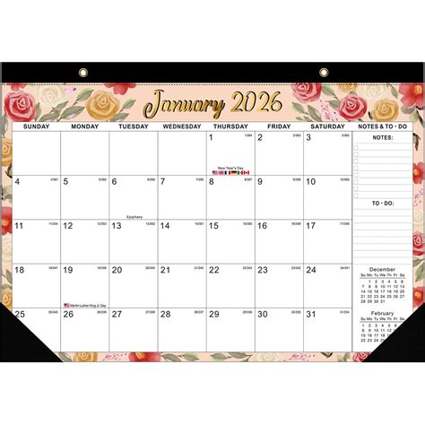 FHBVT Desk Calendar 2026, Wall Calendar 2026 with Watercolor Art, Extra ...