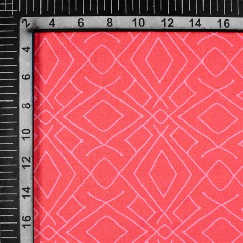 Cerise Pink Geometric Pattern Digital Print Crepe Silk Fabric – Fabcurate