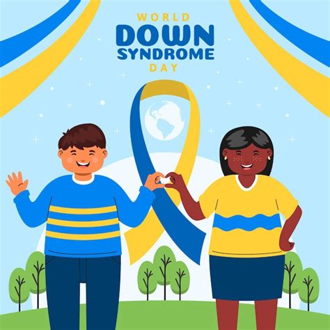 World Down Syndrom Tag Illustration mit Kindern und Band | Kostenlose ...