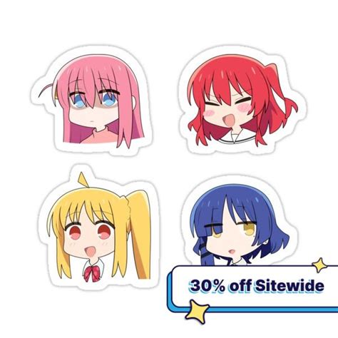 "Bocchi the Rock! Chibis" Sticker for Sale by ChibiCheems | The rock ...